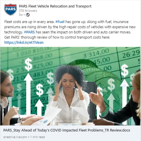 Fleet costs are up in every area